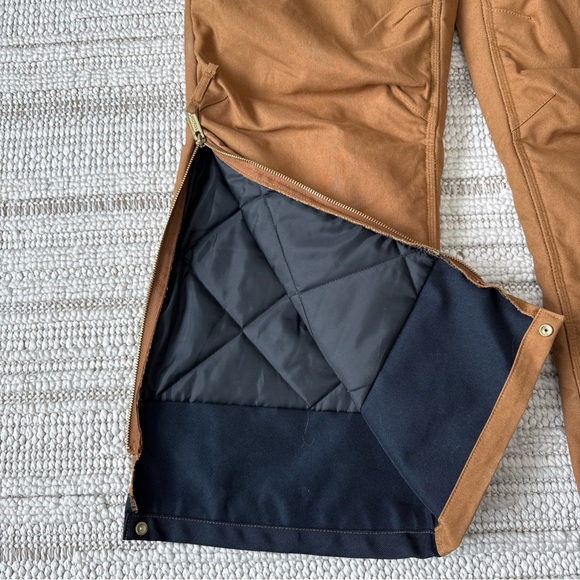 Walls Bib Overalls Mens Insulated Lined Canvas Duck Workwear Brown Excellent - Picture 12 of 16